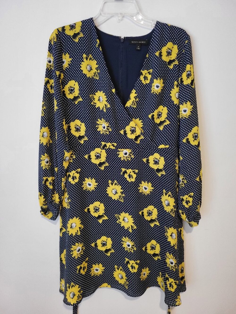 Banana Republic wrap style floral navy and yellow dress. Size 6. Never worn.